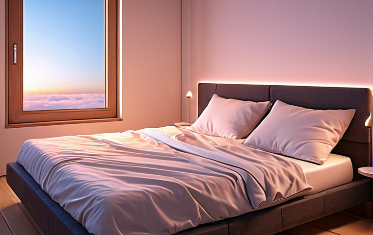 **Prompt 1 (Sleep Biohacking):**
    A serene, futuristic bedroom scene optimized for deep sleep. Smart lighting gently simulates a sunrise, casting soft, warm hues on a person waking up looking genuinely refreshed and vibrant. A minimalist, smart bed or sleep tracker is subtly visible, indicating data-driven sleep optimization. The room temperature feels perfectly cool (18-20°C). High detail, photorealistic.